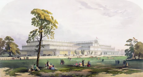 Gesamtansicht des Äußeren des Gebäudes, in der Großen Ausstellung von 1851, aus Dickinsons Comprehensive Pictures
